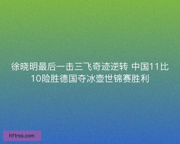 徐晓明最后一击三飞奇迹逆转 中国11比10险胜德国夺冰壶世锦赛胜利
