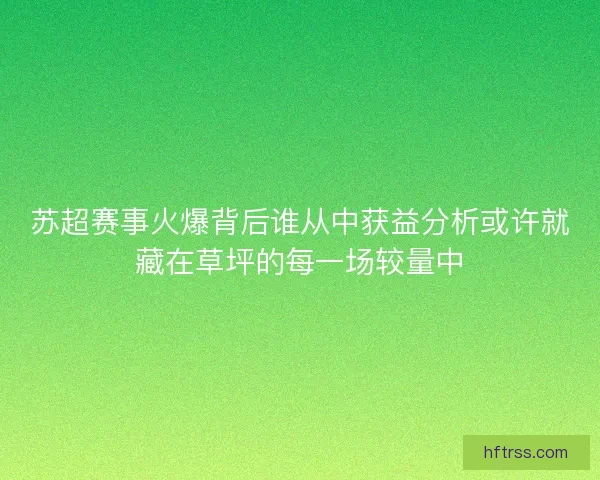 苏超赛事火爆背后谁从中获益分析或许就藏在草坪的每一场较量中